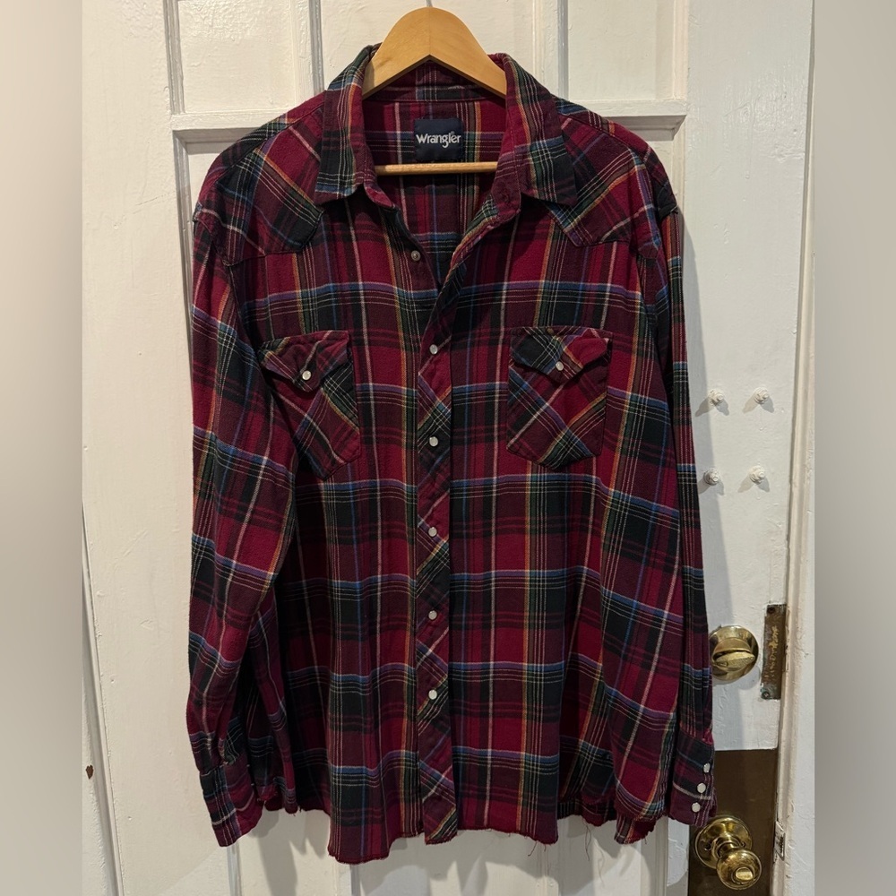 Wrangler Burgundy Plaid Shirt